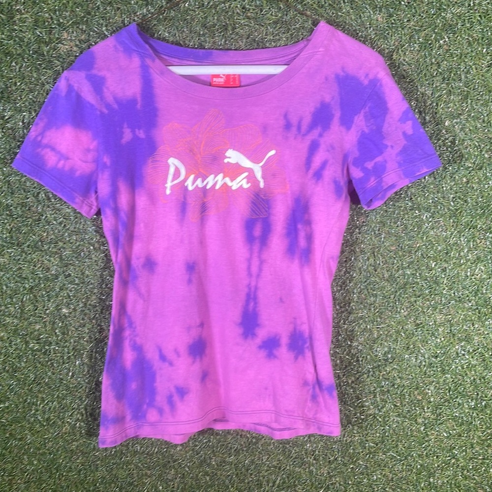 Womens Purple tie dye puma top